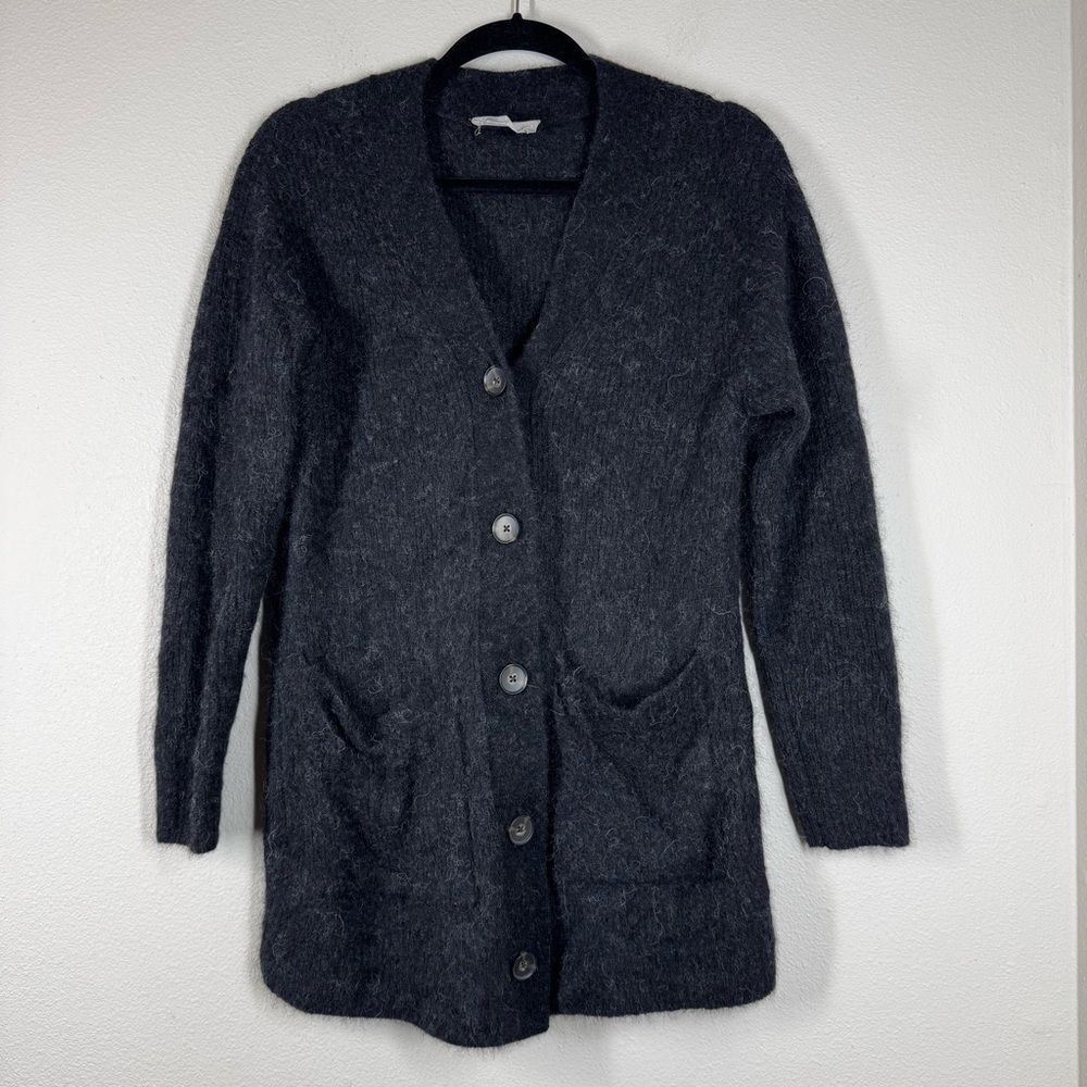 Everlane The Oversized Alpaca Cardigan Sweater Gray Button Up Long Line Small
